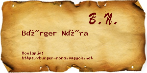 Bürger Nóra névjegykártya