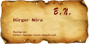Bürger Nóra névjegykártya