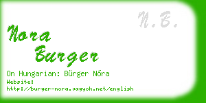 nora burger business card